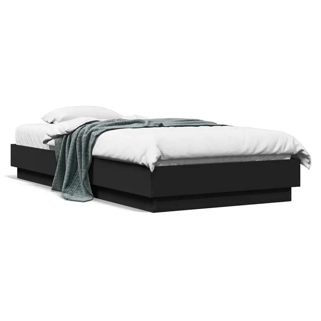 Black Bed Frame 90x190 cm with Slatted Base
