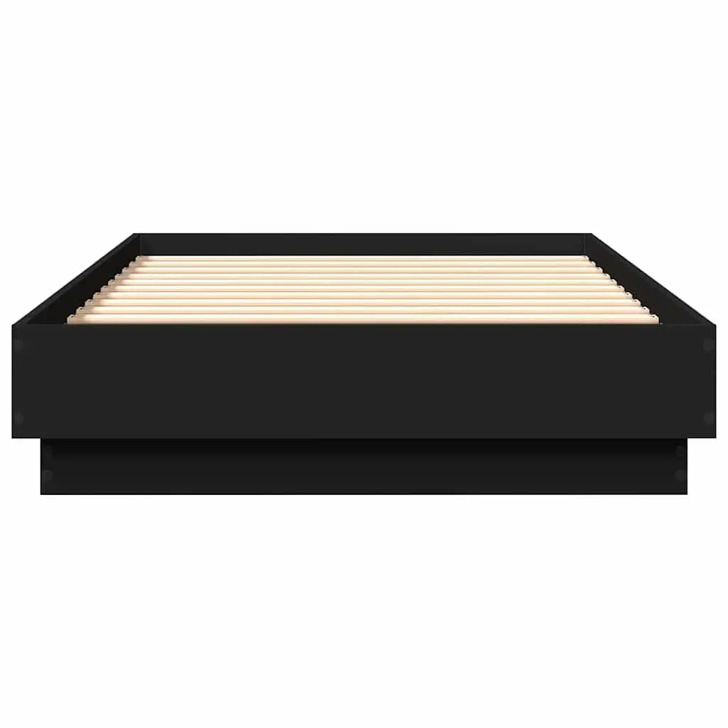 Black Bed Frame 90x190 cm with Slatted Base