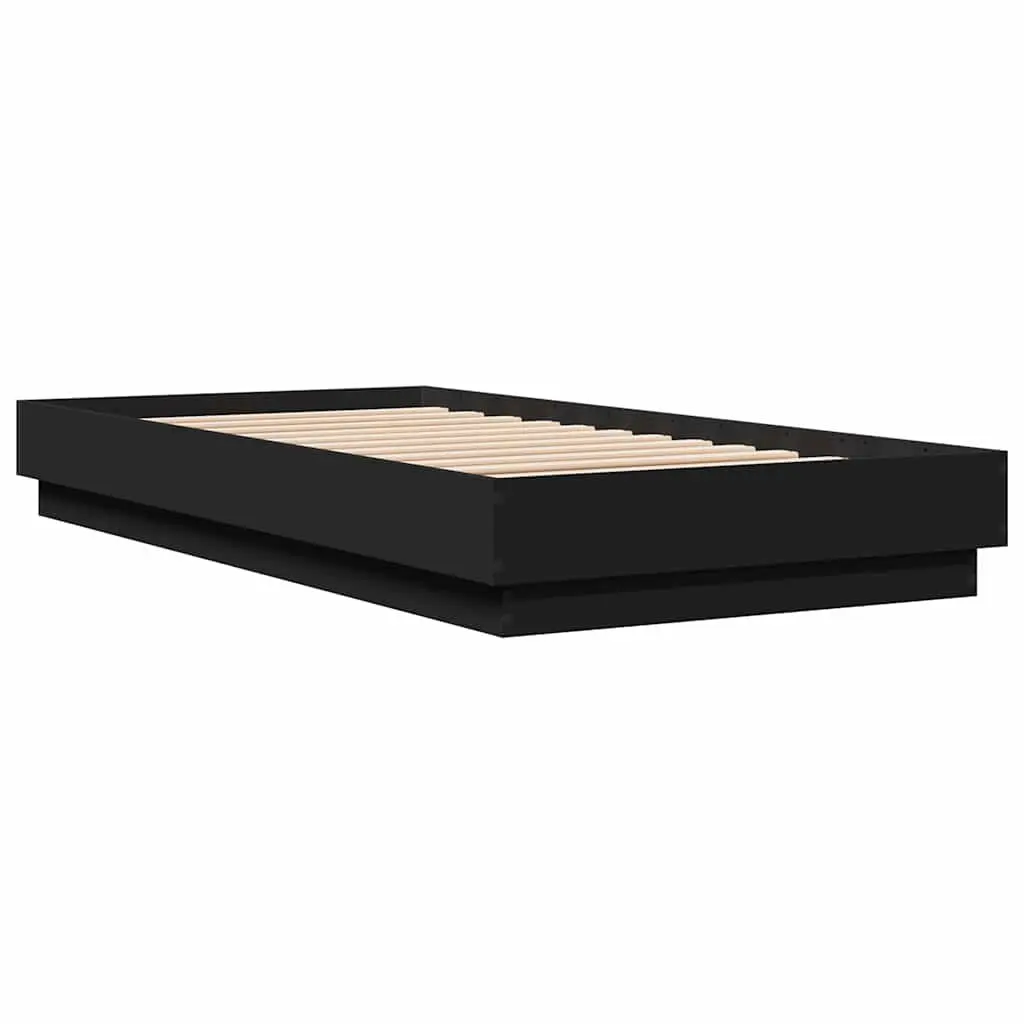 Black Bed Frame 90x190 cm with Slatted Base