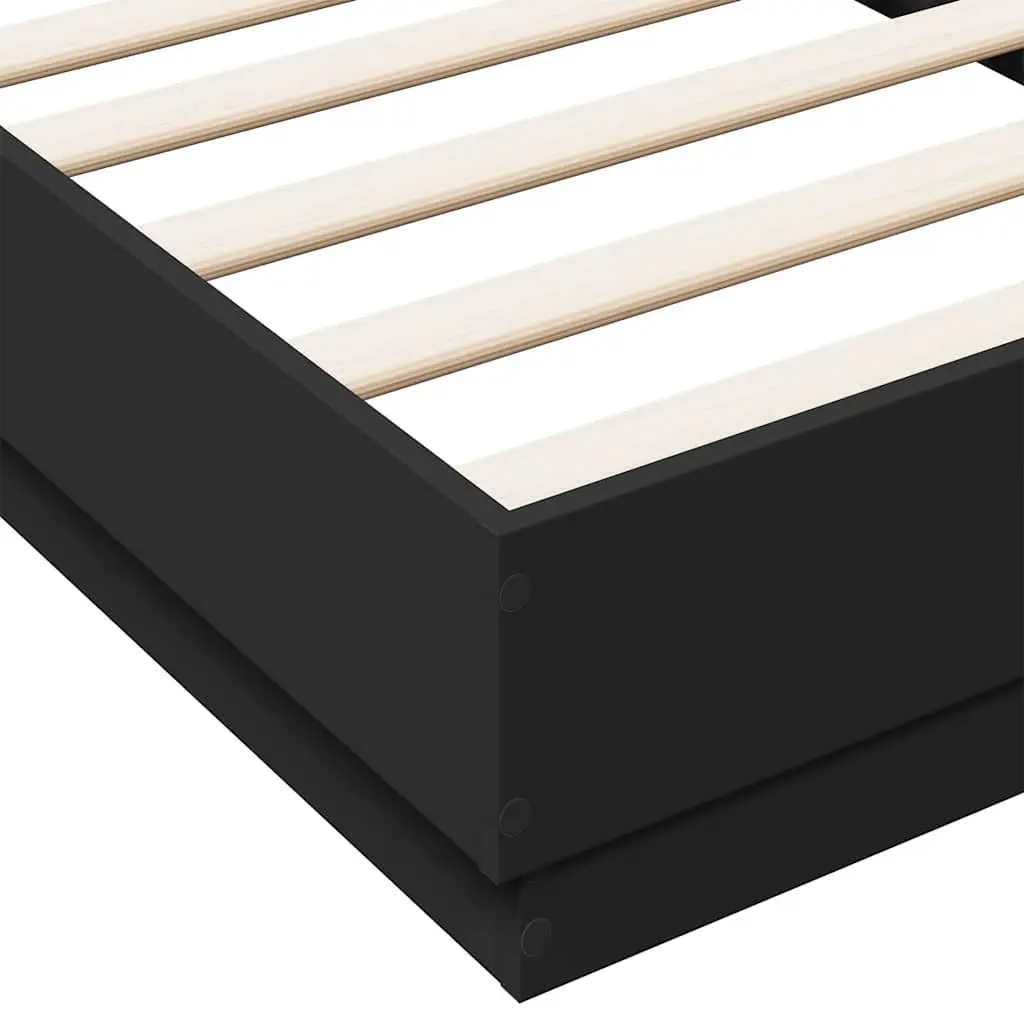 Black Bed Frame 90x190 cm with Slatted Base