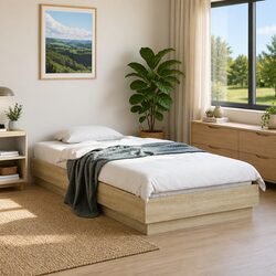 Sonoma Oak Bed Frame 90x190 cm with Slatted Base