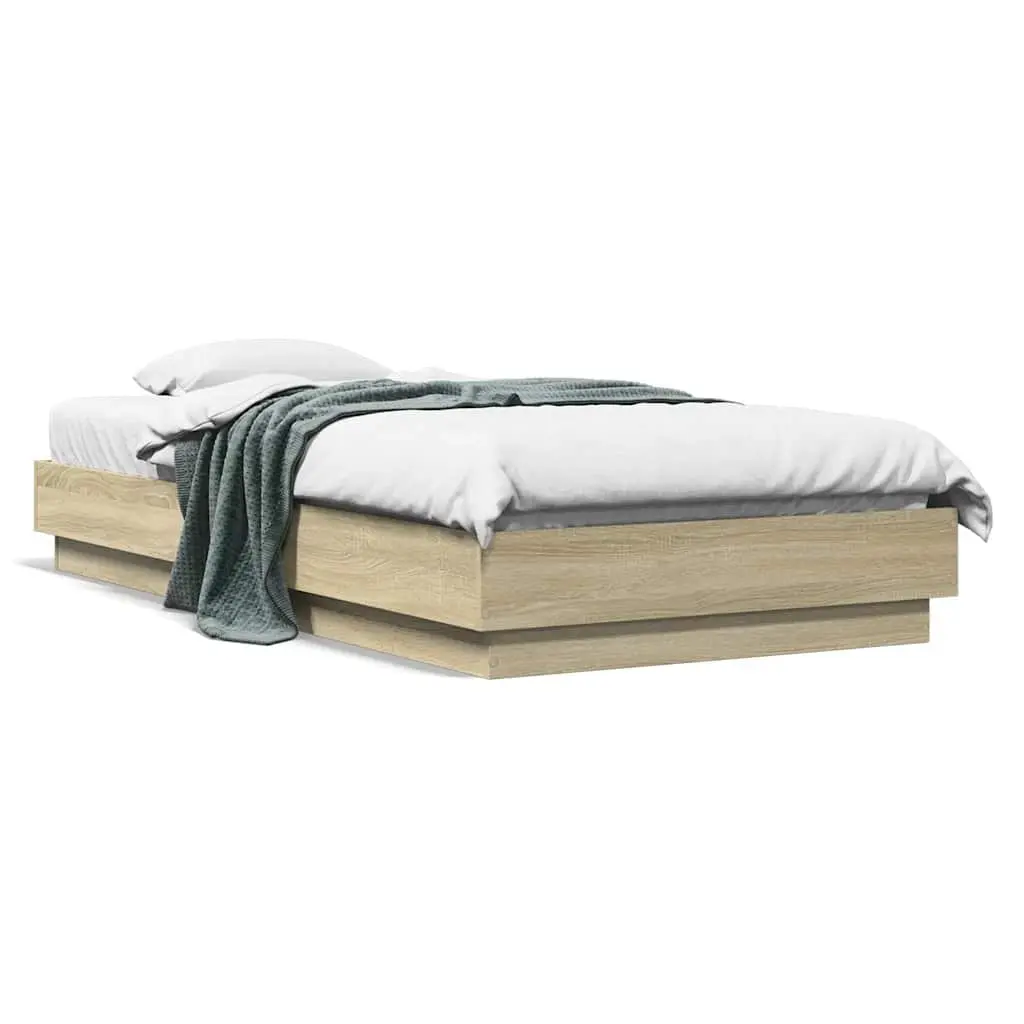 Sonoma Oak Bed Frame 90x190 cm with Slatted Base