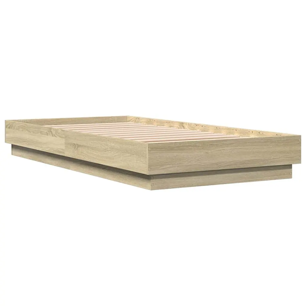 Sonoma Oak Bed Frame 90x190 cm with Slatted Base