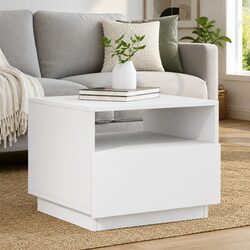 Modern White Coffee Table with RGB LED Lighting