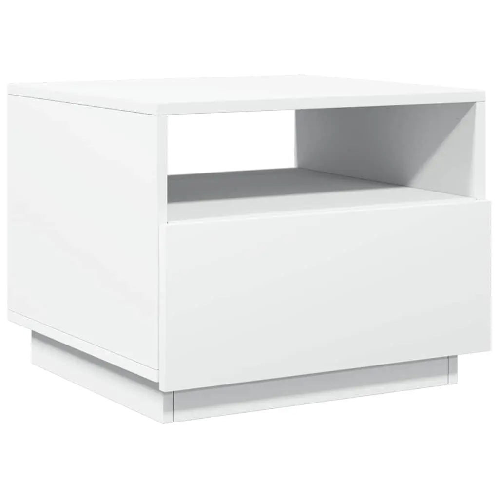 Coffee Table White Modern RGB LED Lights Engineered Wood 50 x 49 x 40 cm