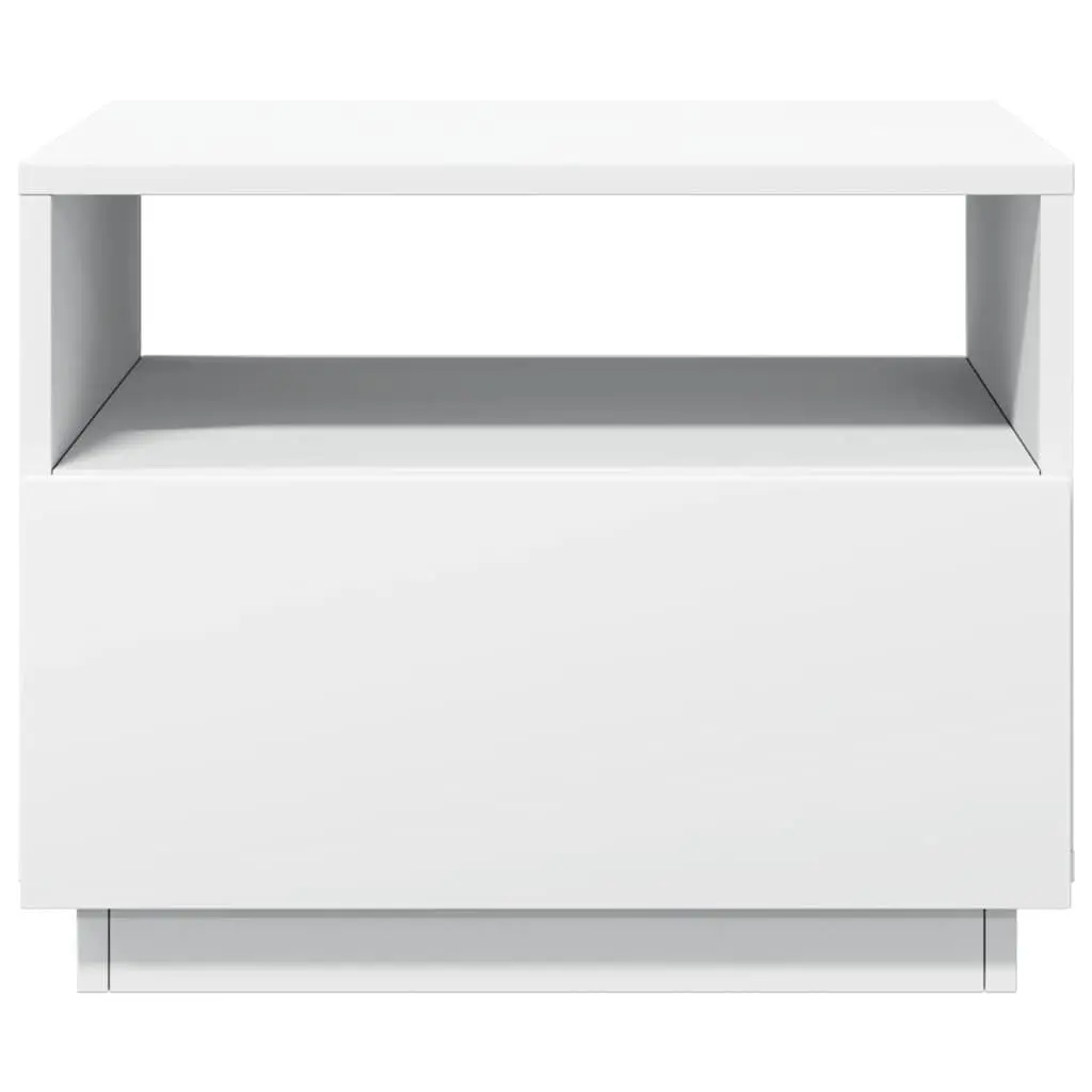 Coffee Table White Modern RGB LED Lights Engineered Wood 50 x 49 x 40 cm