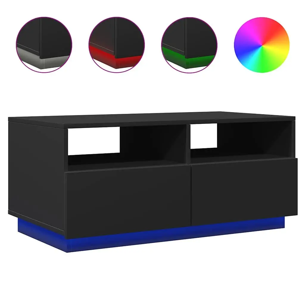 Coffee Table Black Modern 90L x 49W x 40H cm Engineered Wood