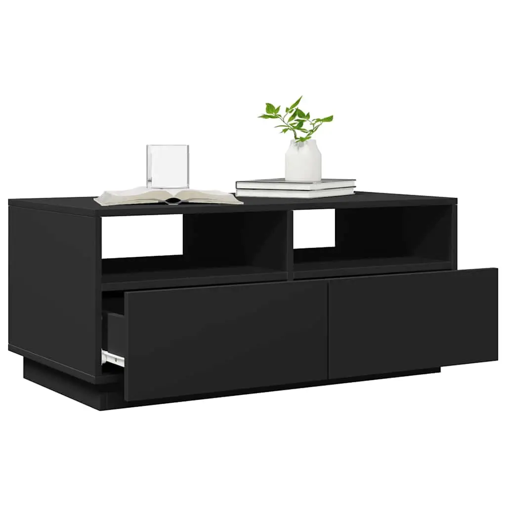 Coffee Table Black Modern 90L x 49W x 40H cm Engineered Wood