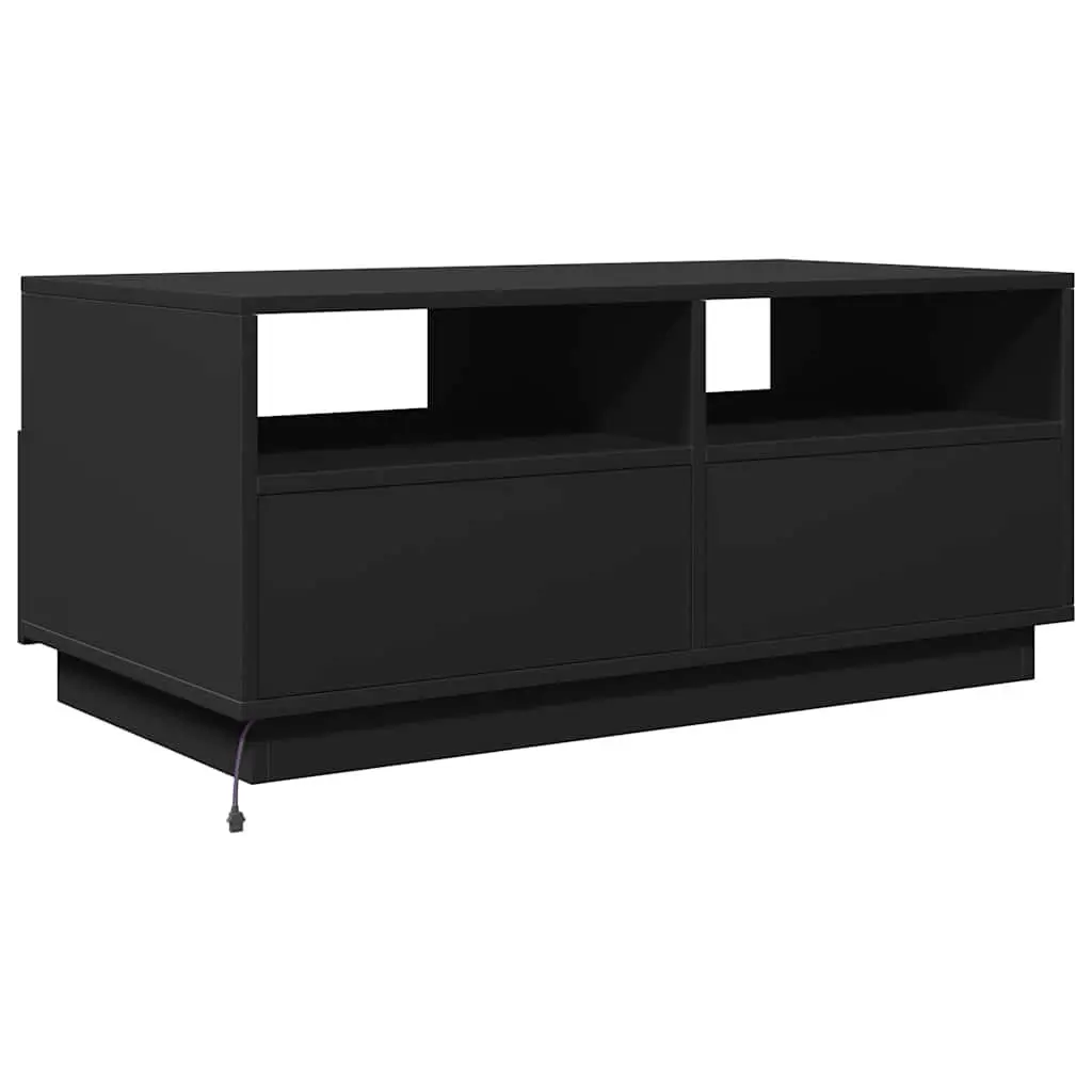 Coffee Table Black Modern 90L x 49W x 40H cm Engineered Wood