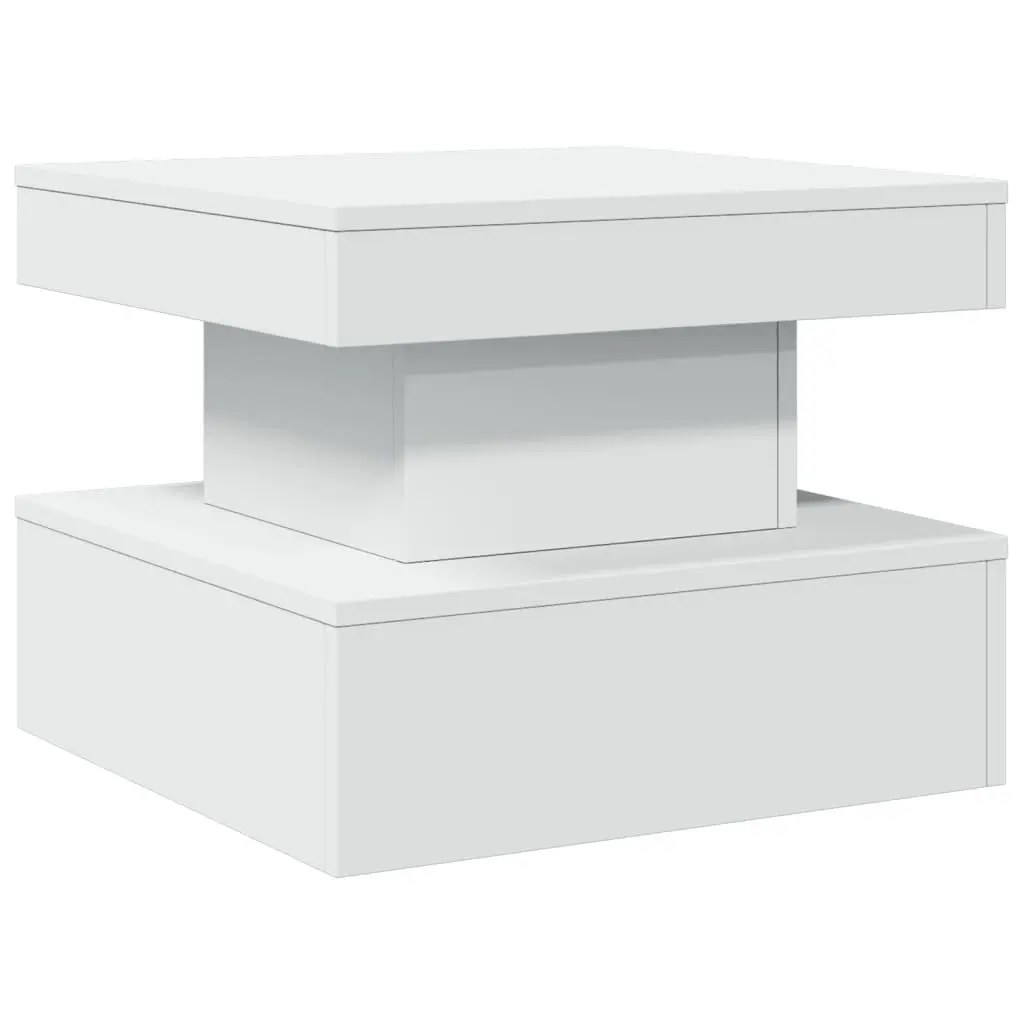 Coffee Table Modern White 50x50x40cm Engineered Wood with RGB LED Lights