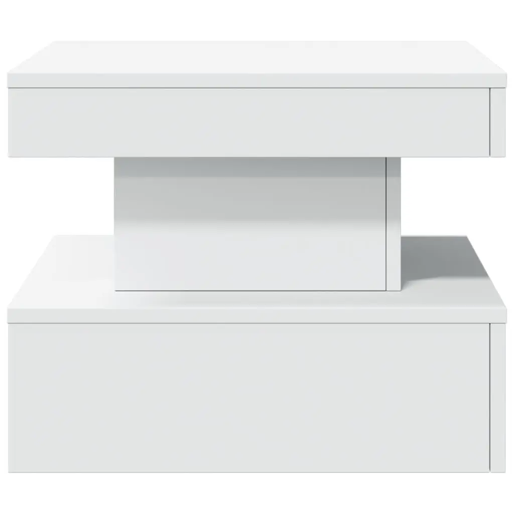 Coffee Table Modern White 50x50x40cm Engineered Wood with RGB LED Lights