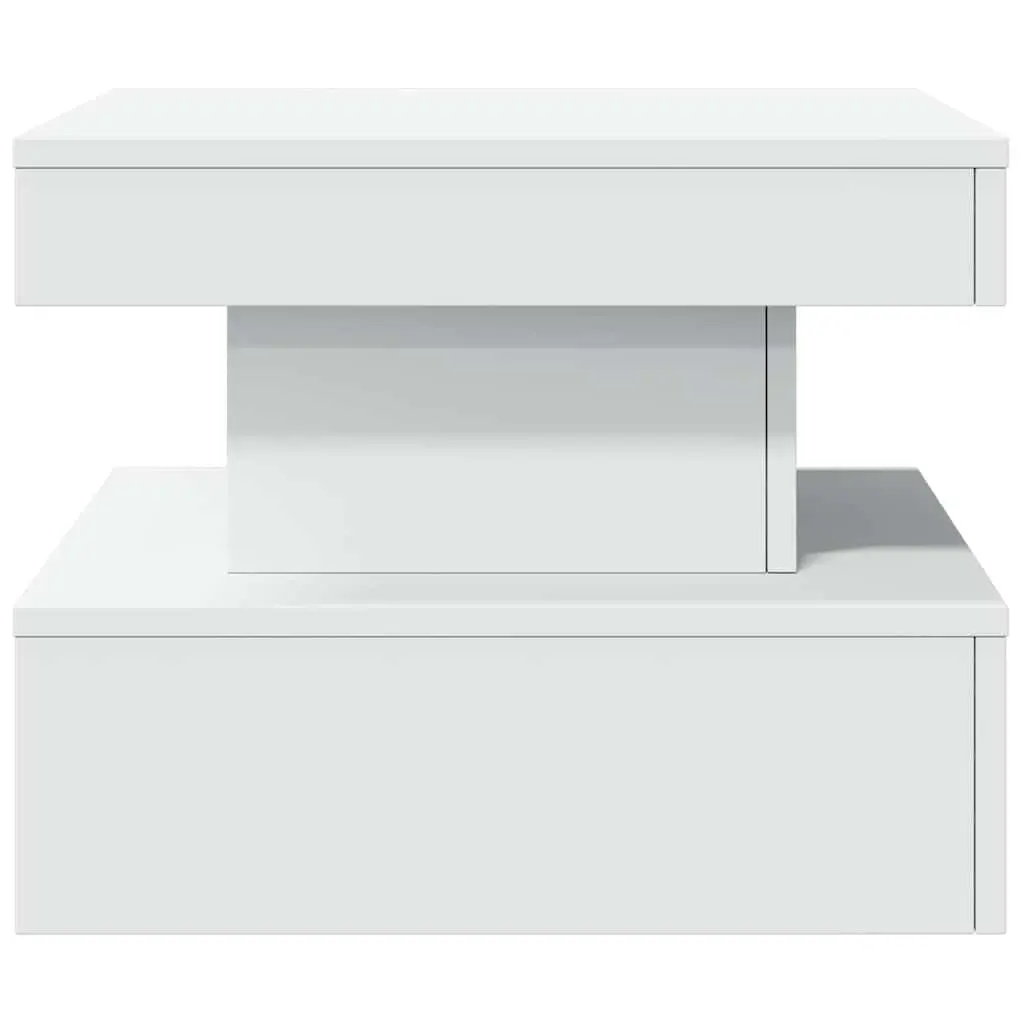 Coffee Table Modern White 50x50x40cm Engineered Wood with RGB LED Lights