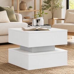LED-Illuminated Coffee Table in White for Modern Living Spaces