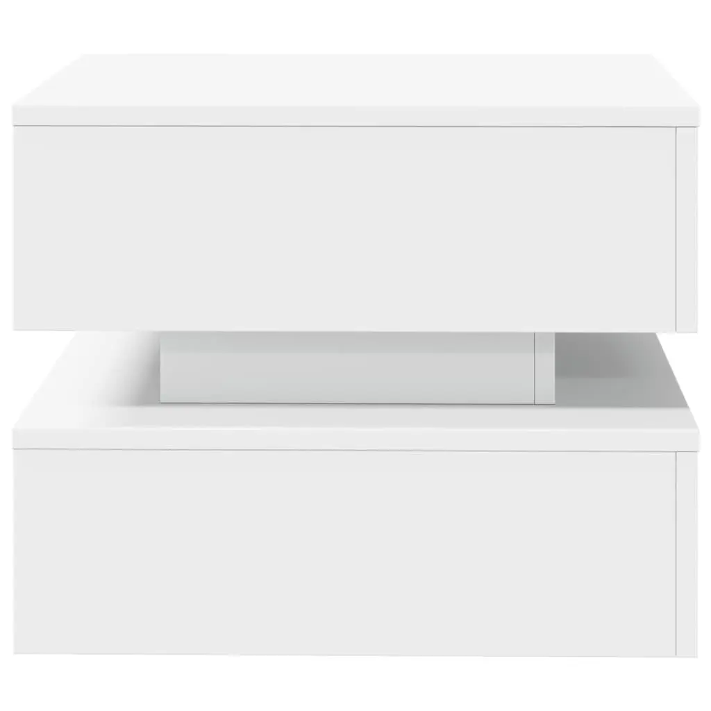 Coffee Table Modern White Accent 50L x 50W x 40H cm Engineered Wood with RGB LED Lights