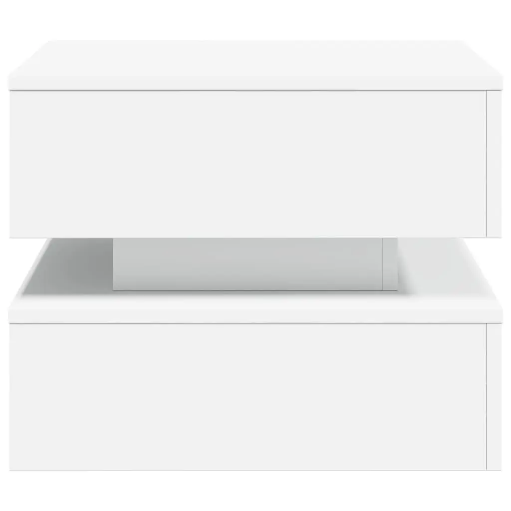 Coffee Table Modern White Accent 50L x 50W x 40H cm Engineered Wood with RGB LED Lights