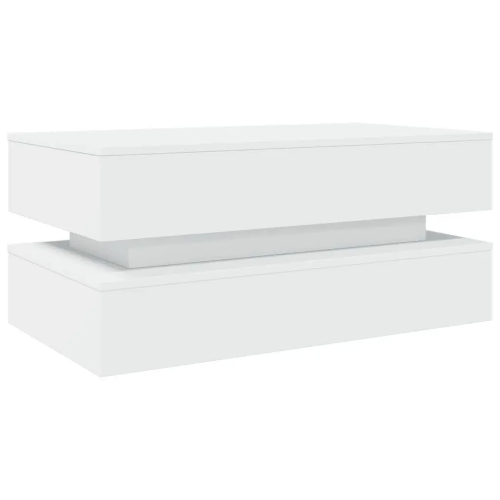 White Coffee Table with RGB LED Lights for Living Rooms