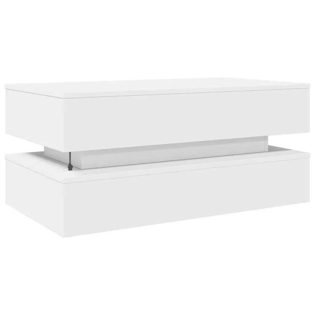 White Coffee Table with RGB LED Lights for Living Rooms