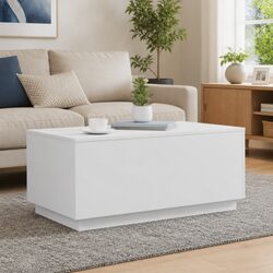 Modern Coffee Table with RGB LED Lights in White