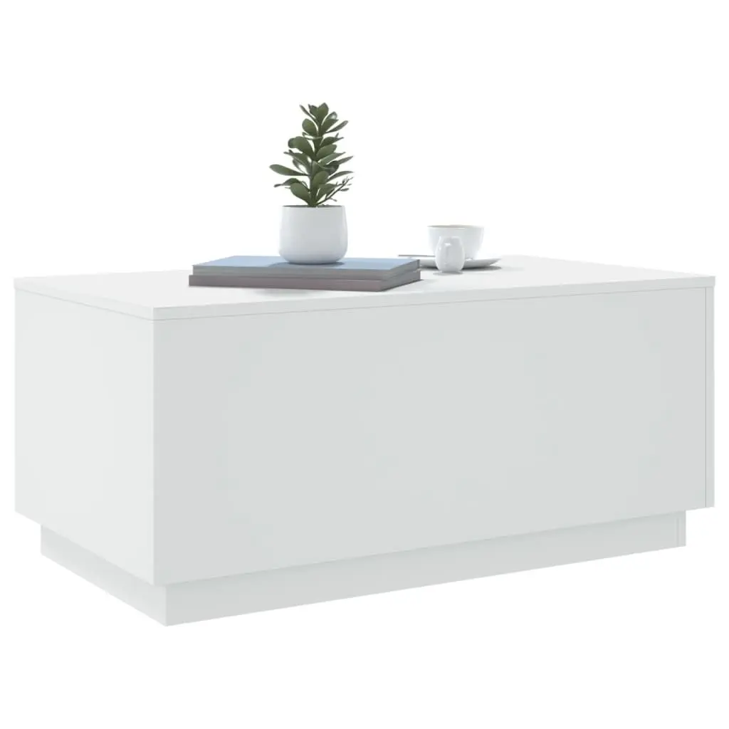 Coffee Table Modern White Engineered Wood with RGB LED Lights