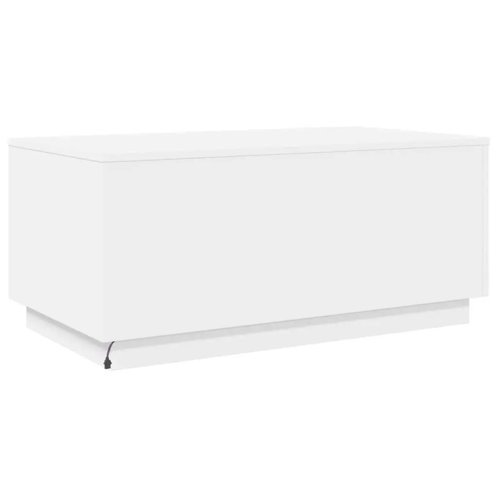 Coffee Table Modern White Engineered Wood with RGB LED Lights