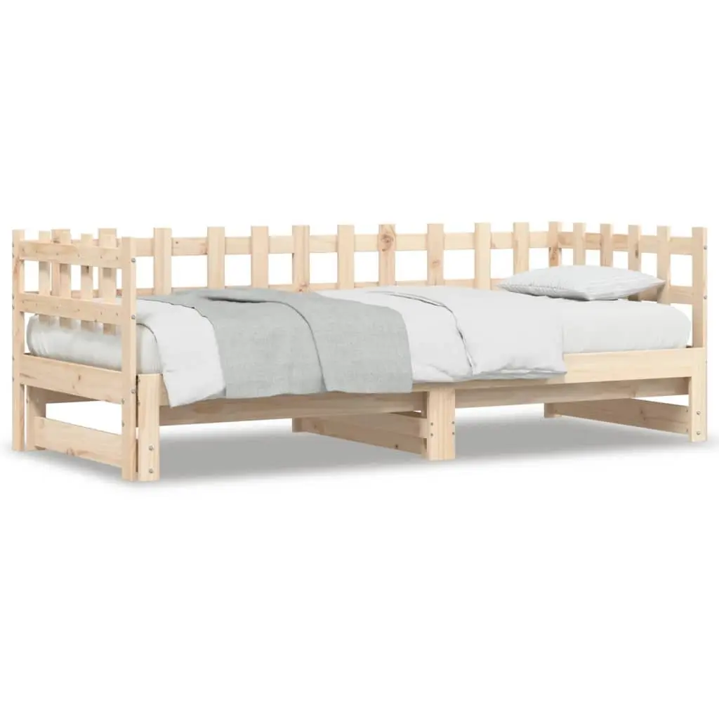 Pull-out Day Bed Solid Wood Slatted Base Brown 90x190cm
