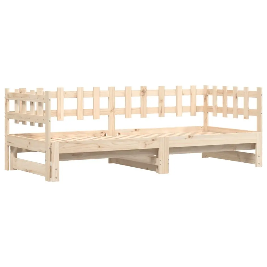 Pull-out Day Bed Solid Wood Slatted Base Brown 90x190cm