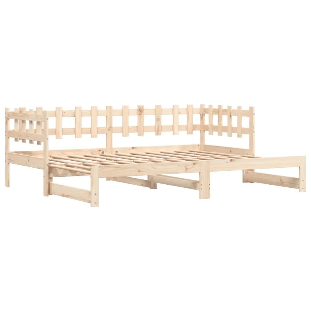 Pull-out Day Bed Solid Wood Slatted Base Brown 90x190cm
