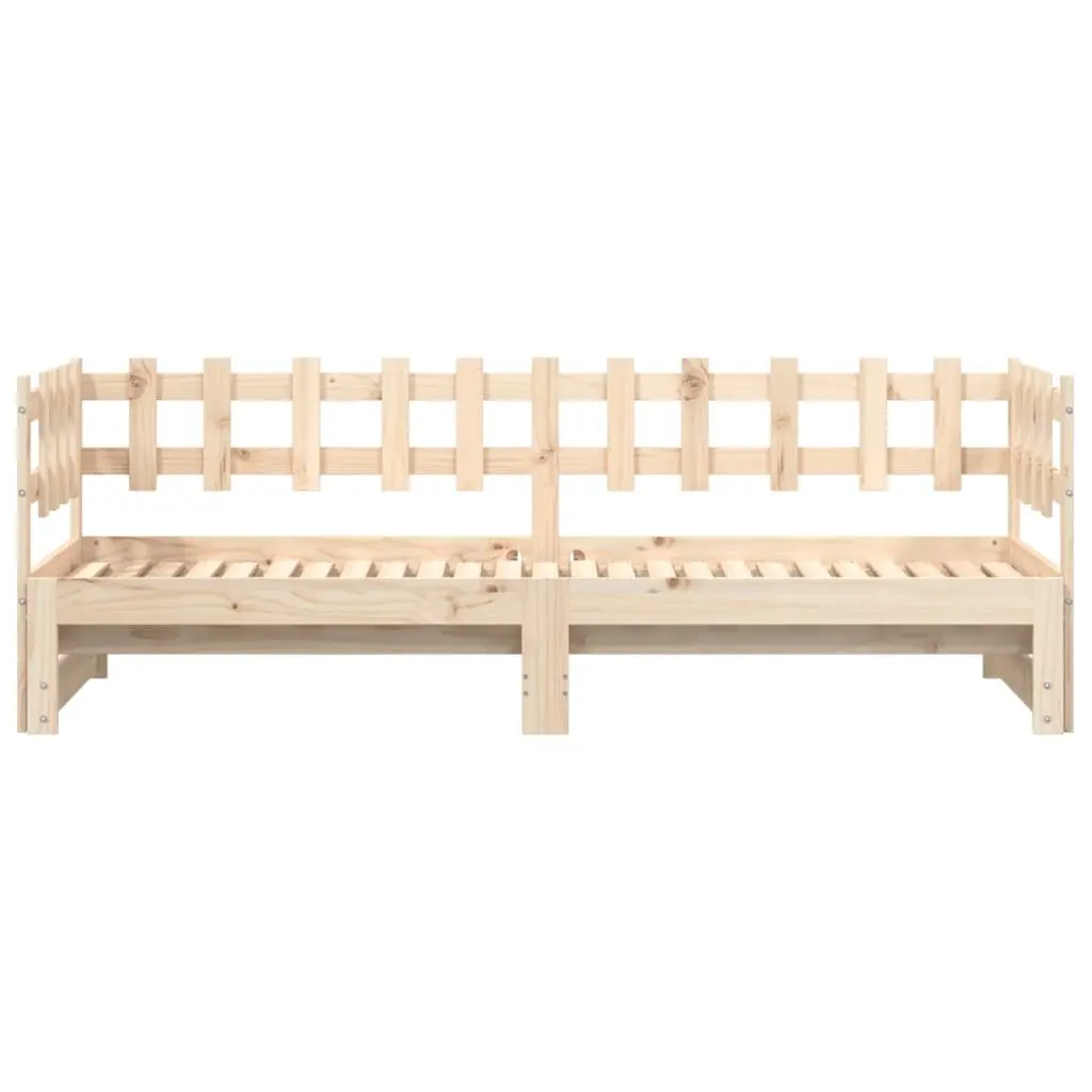 Pull-out Day Bed Solid Wood Slatted Base Brown 90x190cm
