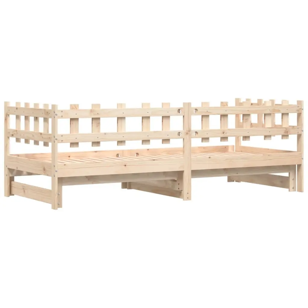 Pull-out Day Bed Solid Wood Slatted Base Brown 90x190cm
