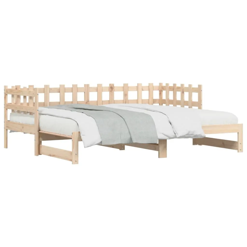 Pull-out Day Bed Solid Wood Slatted Base Brown 90x190cm