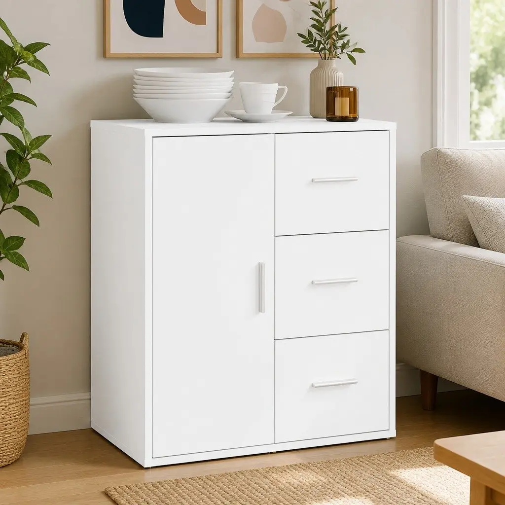 Sideboard Storage Cabinet White 60x31x70 cm Engineered Wood Buffet Furniture