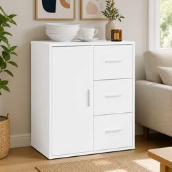 Warm White Sideboard Storage Cabinet 60x31x70 cm