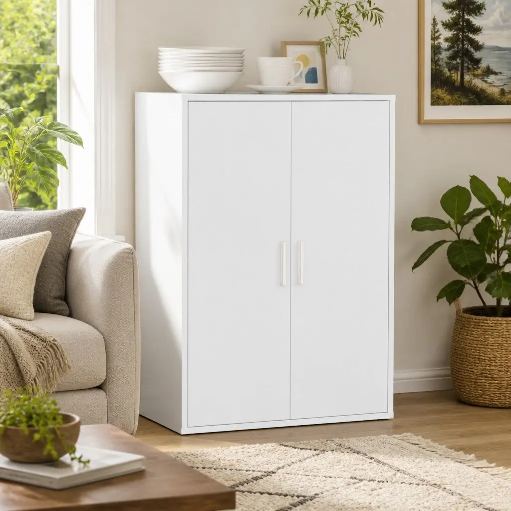 White Sideboard 60x31x84 cm Storage Cabinet