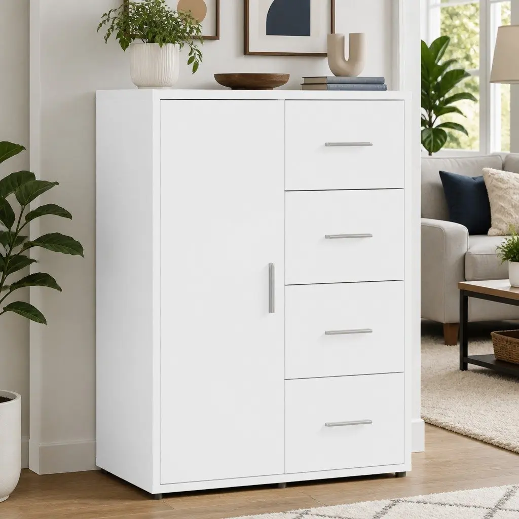 White Sideboard 60x31x84 cm Engineered Wood Cabinet