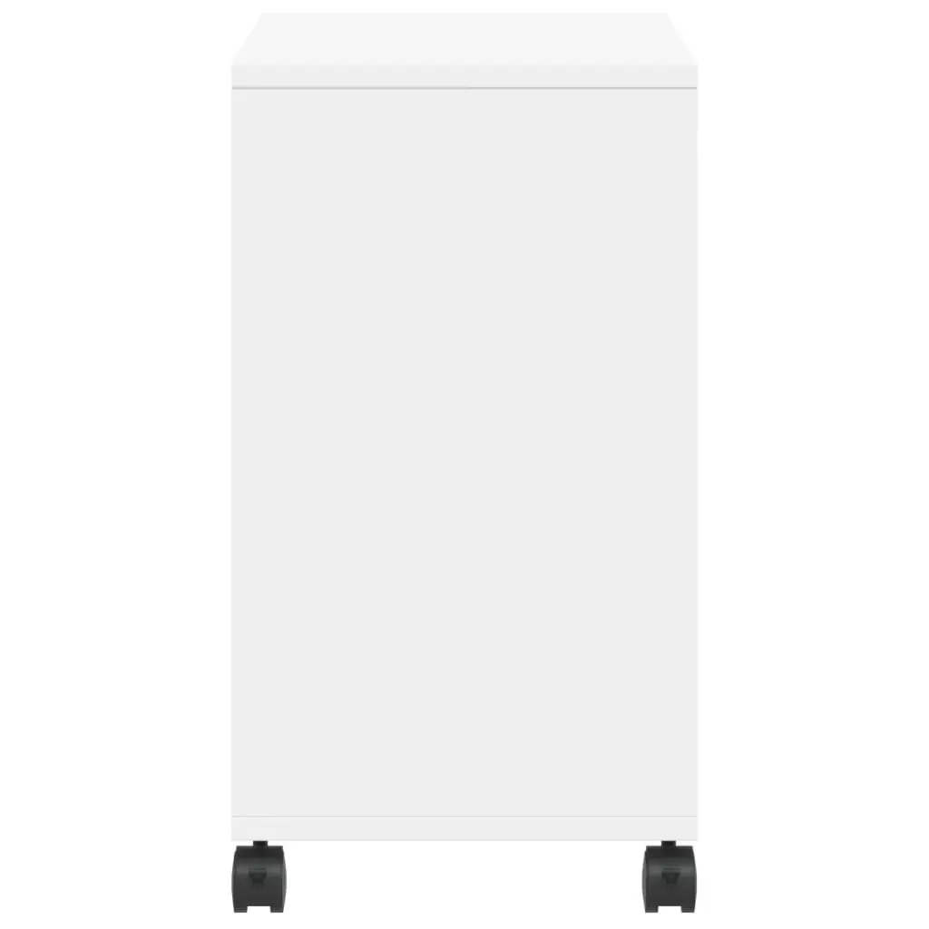 End Table White Engineered Wood Modern Accent Side Table with Storage and Wheels