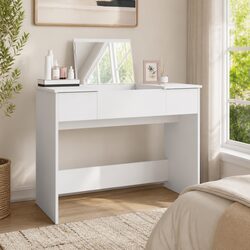 White Bedroom Vanity with Mirror and Storage Unit 100x45x76cm