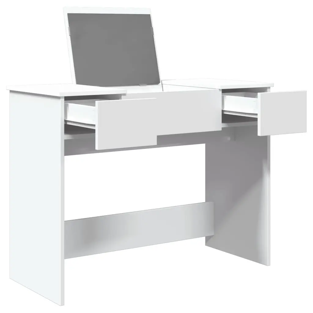 White Bedroom Vanity with Mirror and Storage Unit 100x45x76cm