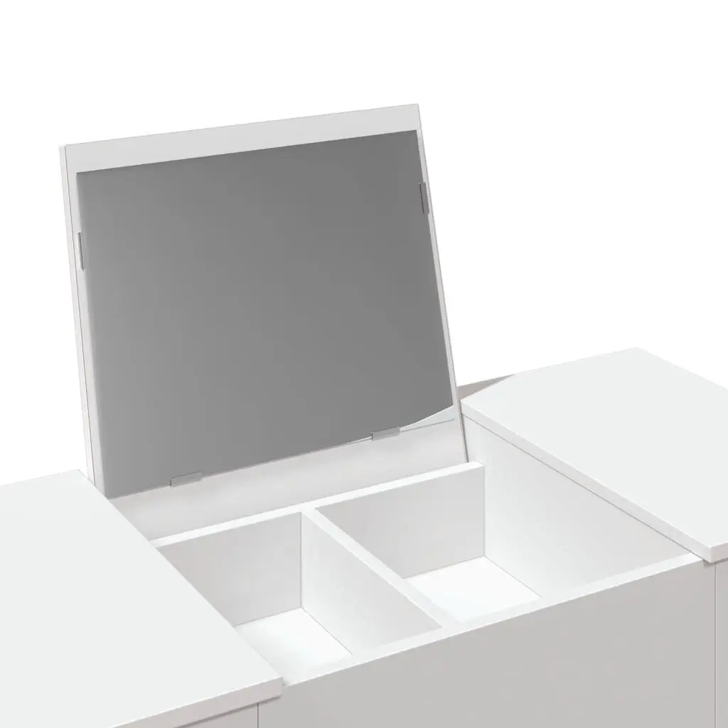 White Bedroom Vanity with Mirror and Storage Unit 100x45x76cm