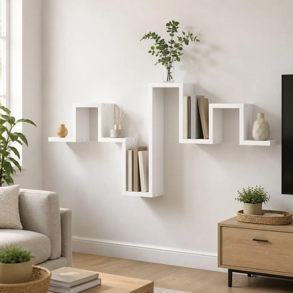 Wall Shelf White 104.5x10x43 cm Engineered Wood Storage Display Bookcase Organiser Shelving Unit