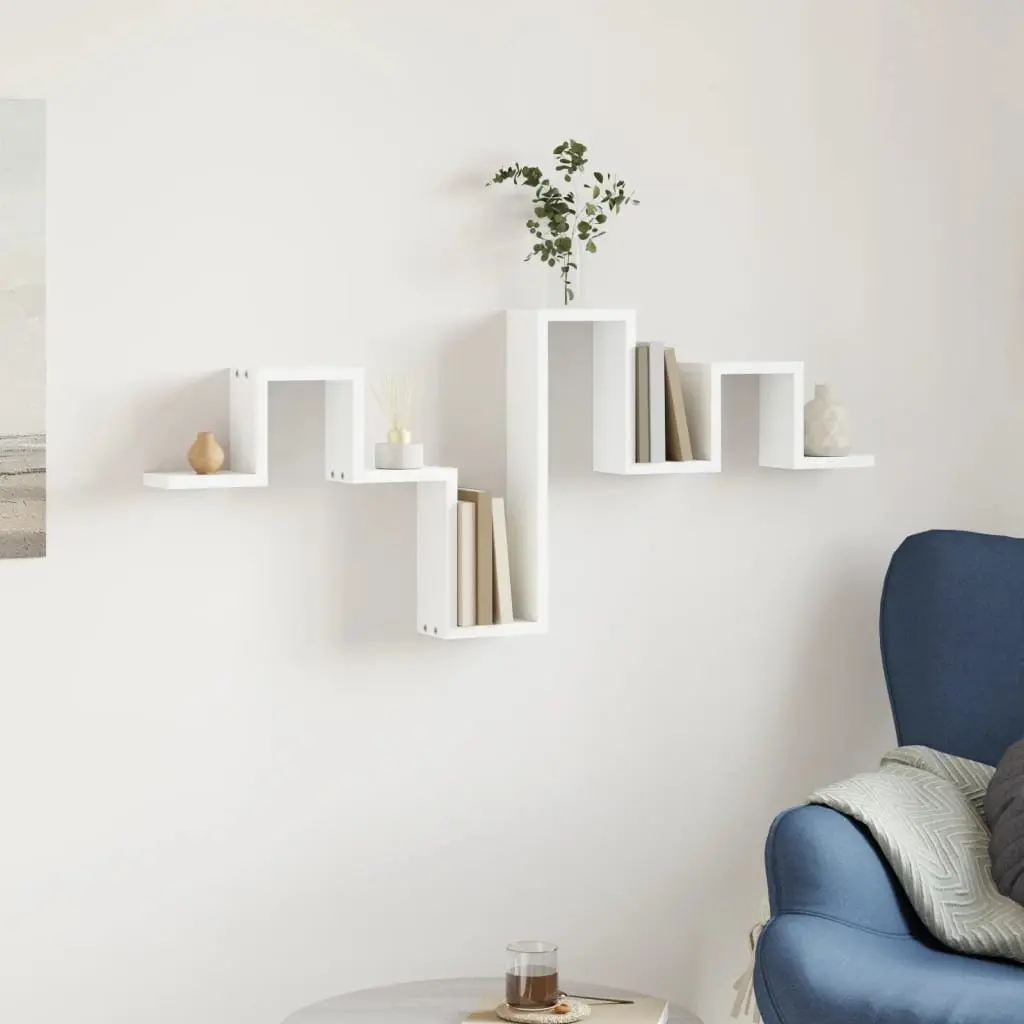 Wall Shelf White 104.5x10x43 cm Engineered Wood Storage Display Bookcase Organiser Shelving Unit