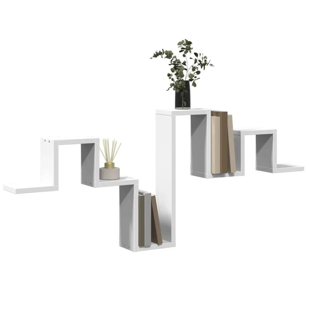 Wall Shelf White 104.5x10x43 cm Engineered Wood Storage Display Bookcase Organiser Shelving Unit