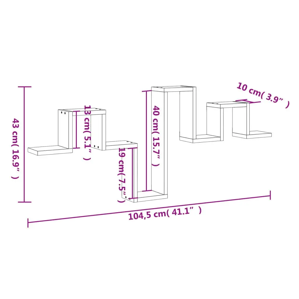 Wall Shelf White 104.5x10x43 cm Engineered Wood Storage Display Bookcase Organiser Shelving Unit