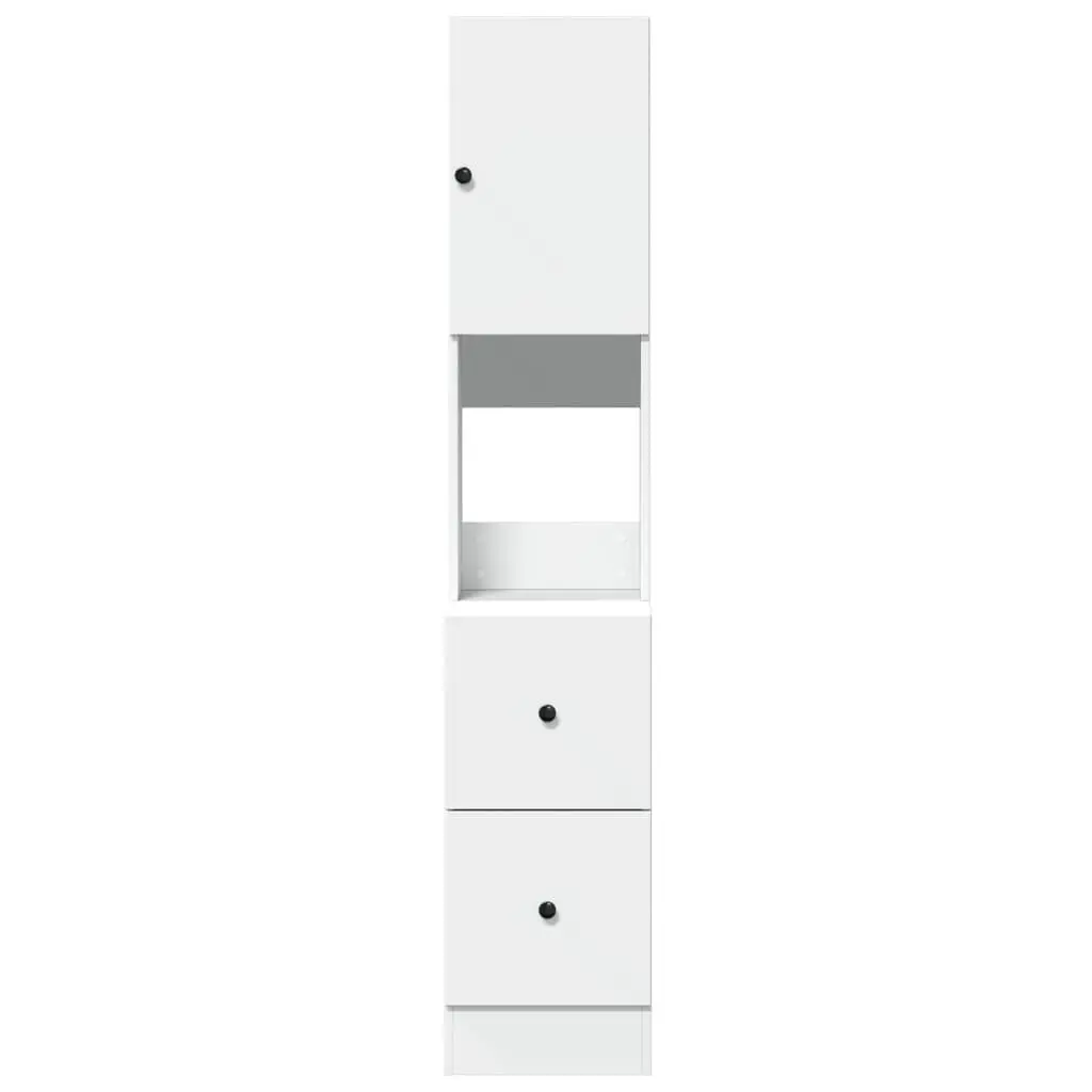 White Engineered Kitchen Cabinet with Doors and Drawers