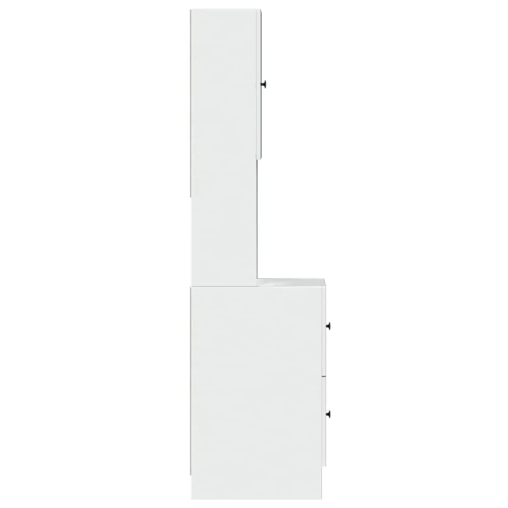 White Engineered Kitchen Cabinet with Doors and Drawers