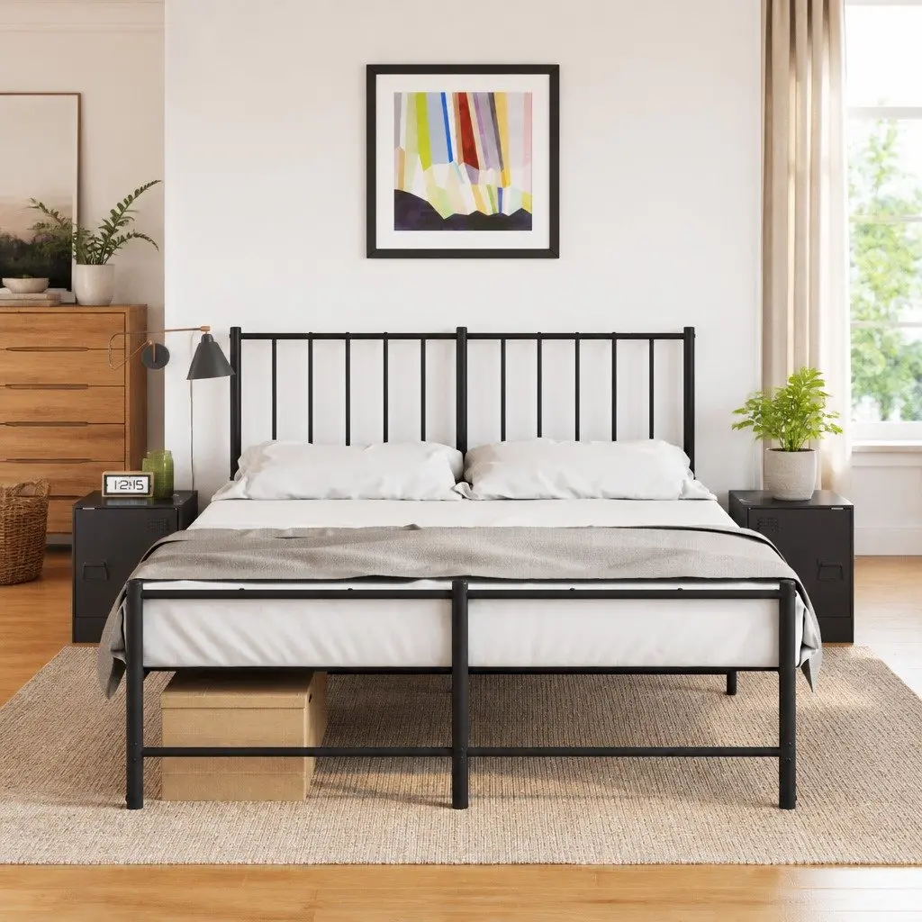Bedside Cabinets 2 Pieces Black Bedroom Storage Tables Nightstand Furniture