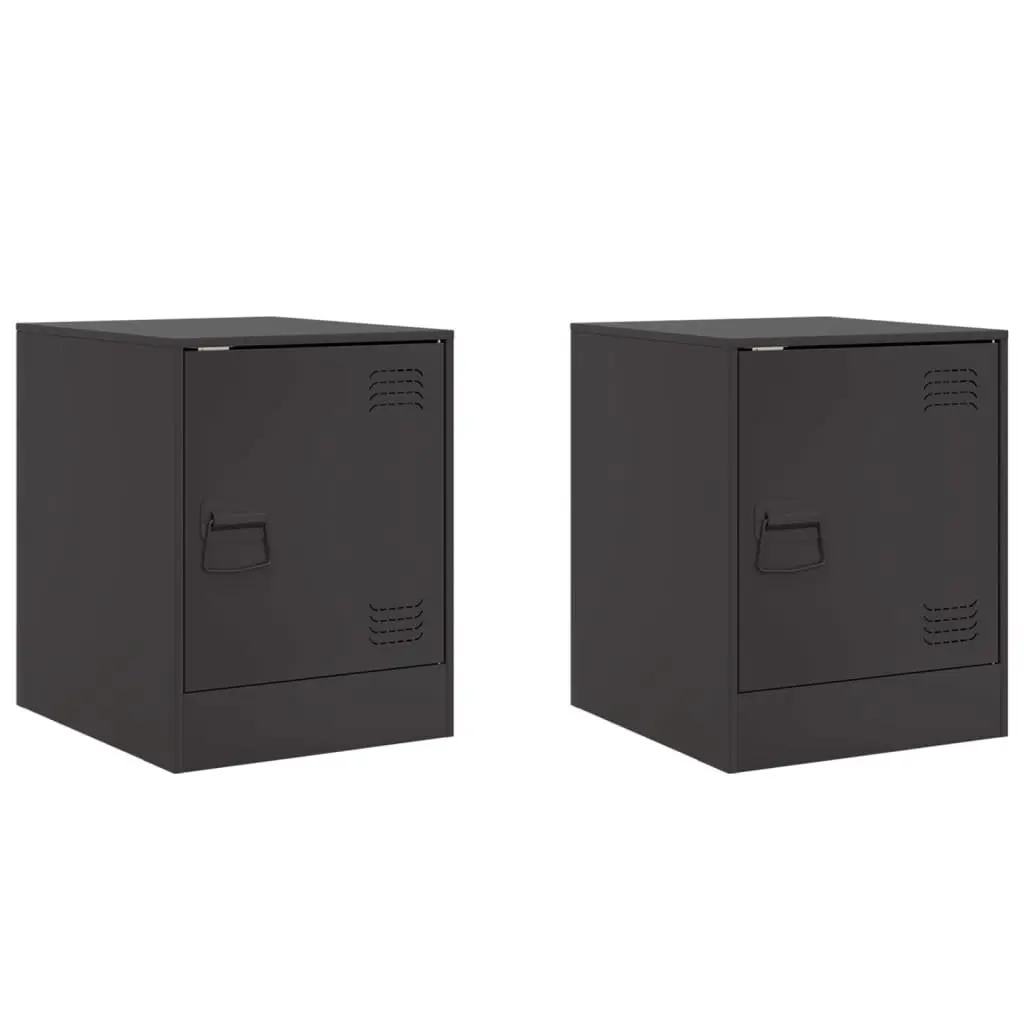 Bedside Cabinets 2 Pieces Black Bedroom Storage Tables Nightstand Furniture