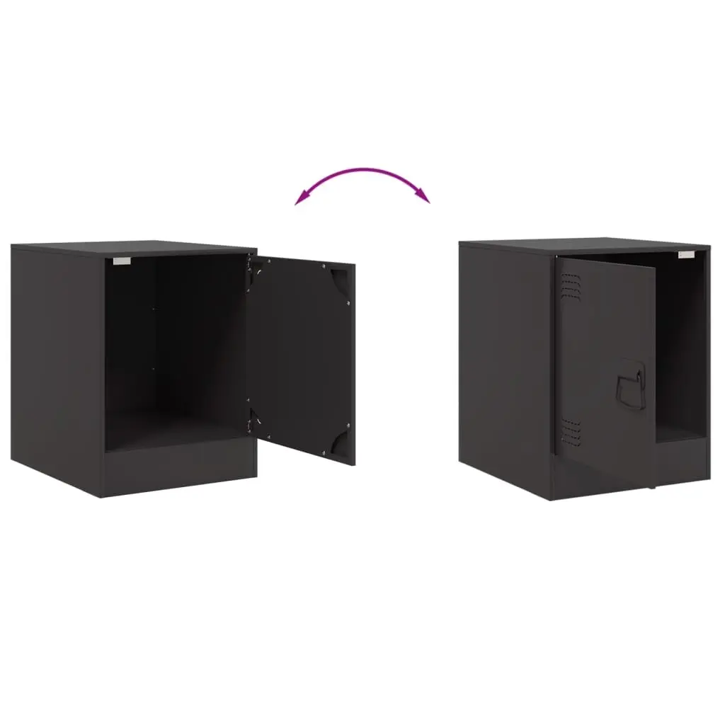 Bedside Cabinets 2 Pieces Black Bedroom Storage Tables Nightstand Furniture