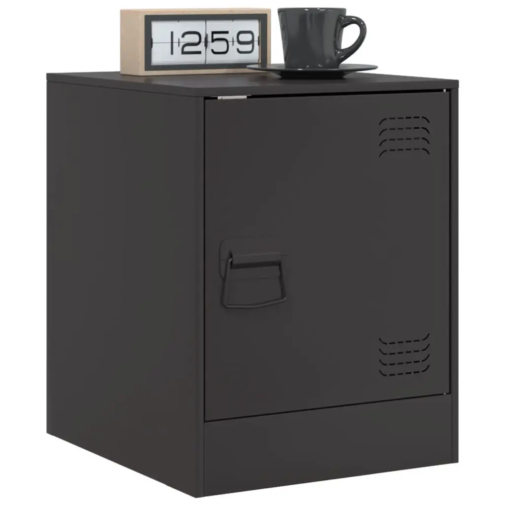 Bedside Cabinets 2 Pieces Black Bedroom Storage Tables Nightstand Furniture
