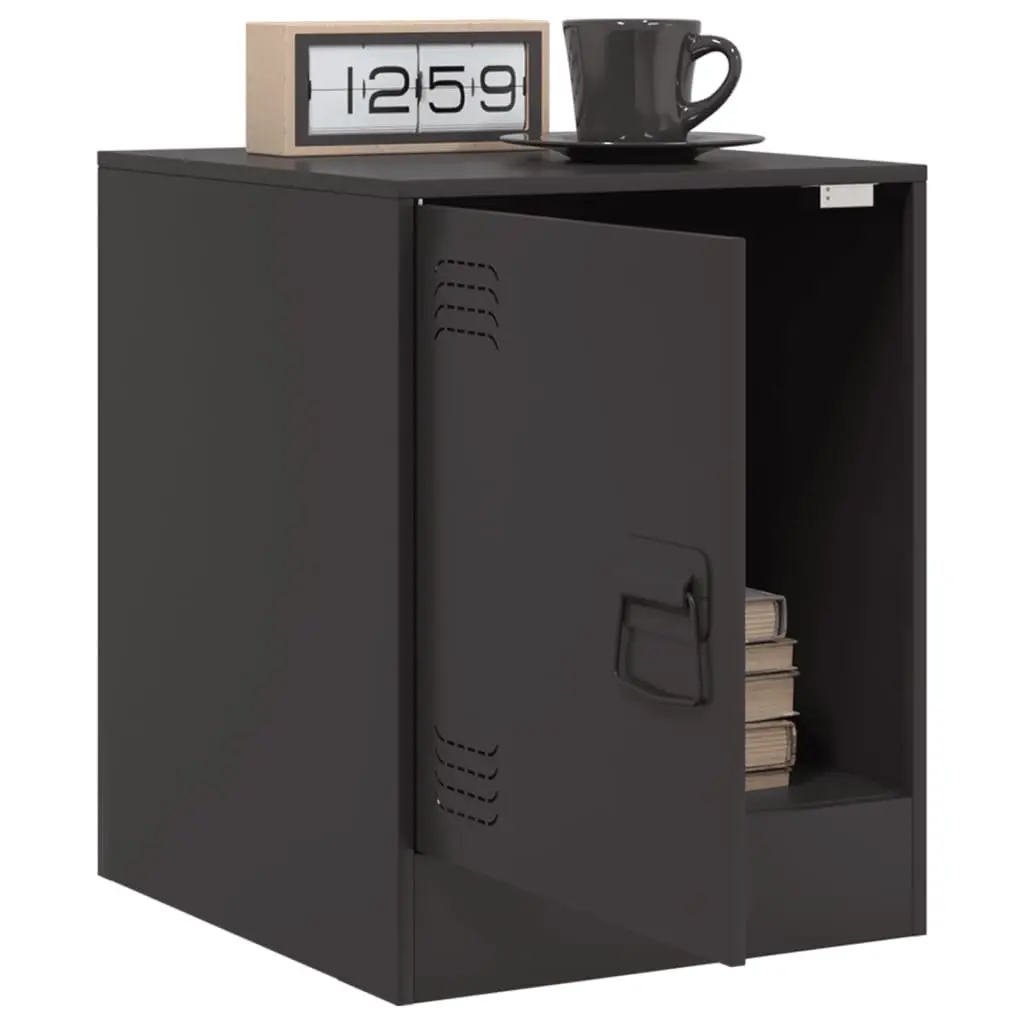 Bedside Cabinets 2 Pieces Black Bedroom Storage Tables Nightstand Furniture
