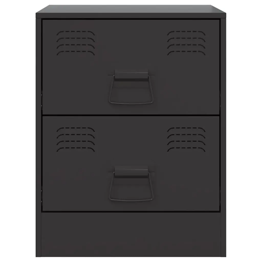 Bedside Tables Black Steel 34.5 x 39 x 44 cm Storage Cabinets 2 Piece Set